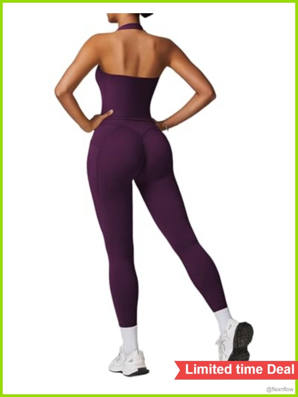 RXRXCOCO Women's 2 Piece Workout Set Halter Tank Top and Leggings with Pockets